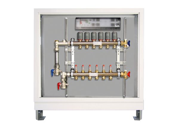 Roth Verteilerstation FHS HK 8, vormontiert, mit Wärmemengenzähler-Set senkrecht, mit 2 Kugelhähnen