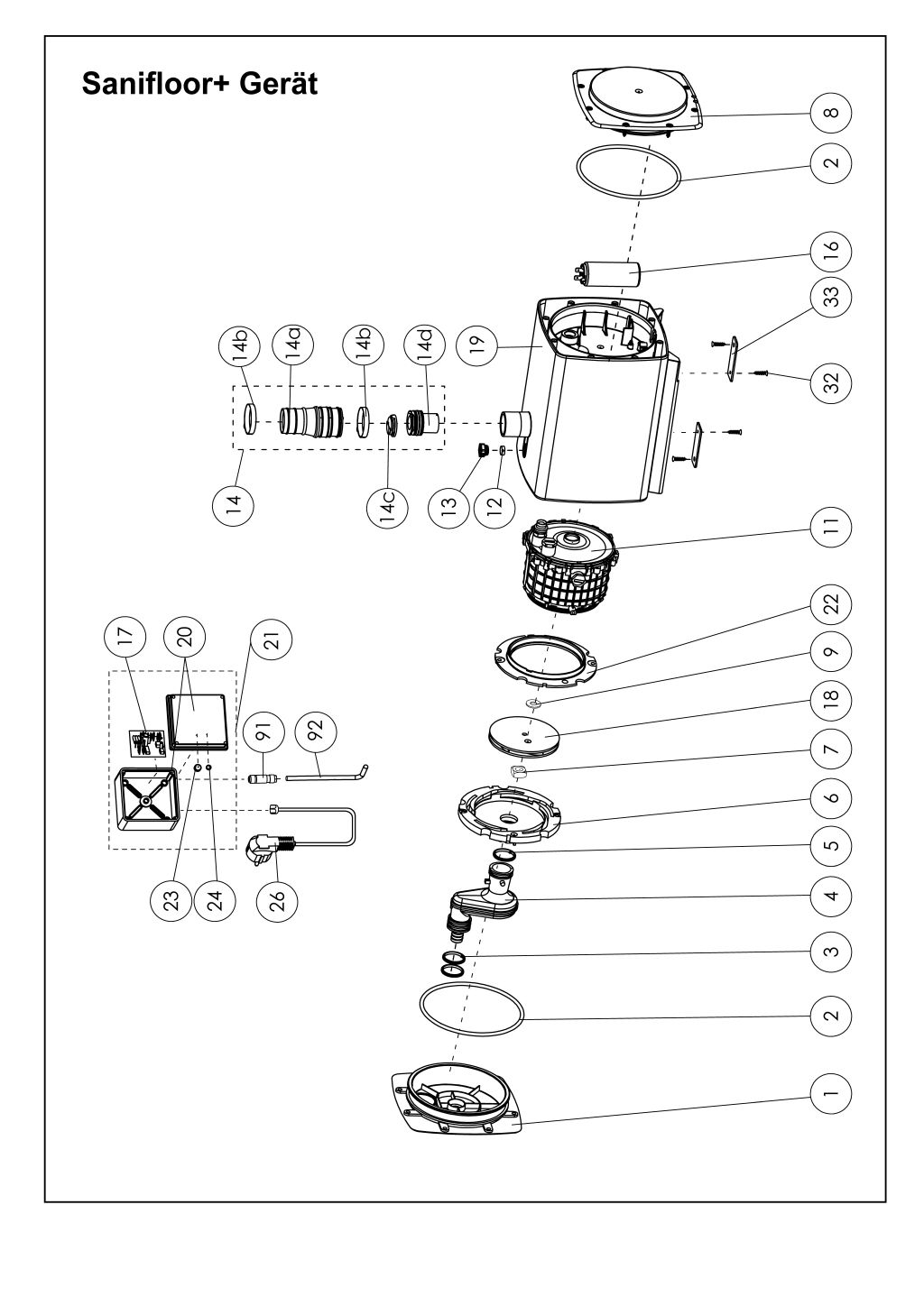 SFA Schmutzwasserhebeanlage SaniFloor + für befliesbare Duschtasse, Gesamthöhe 60 mm, weiß