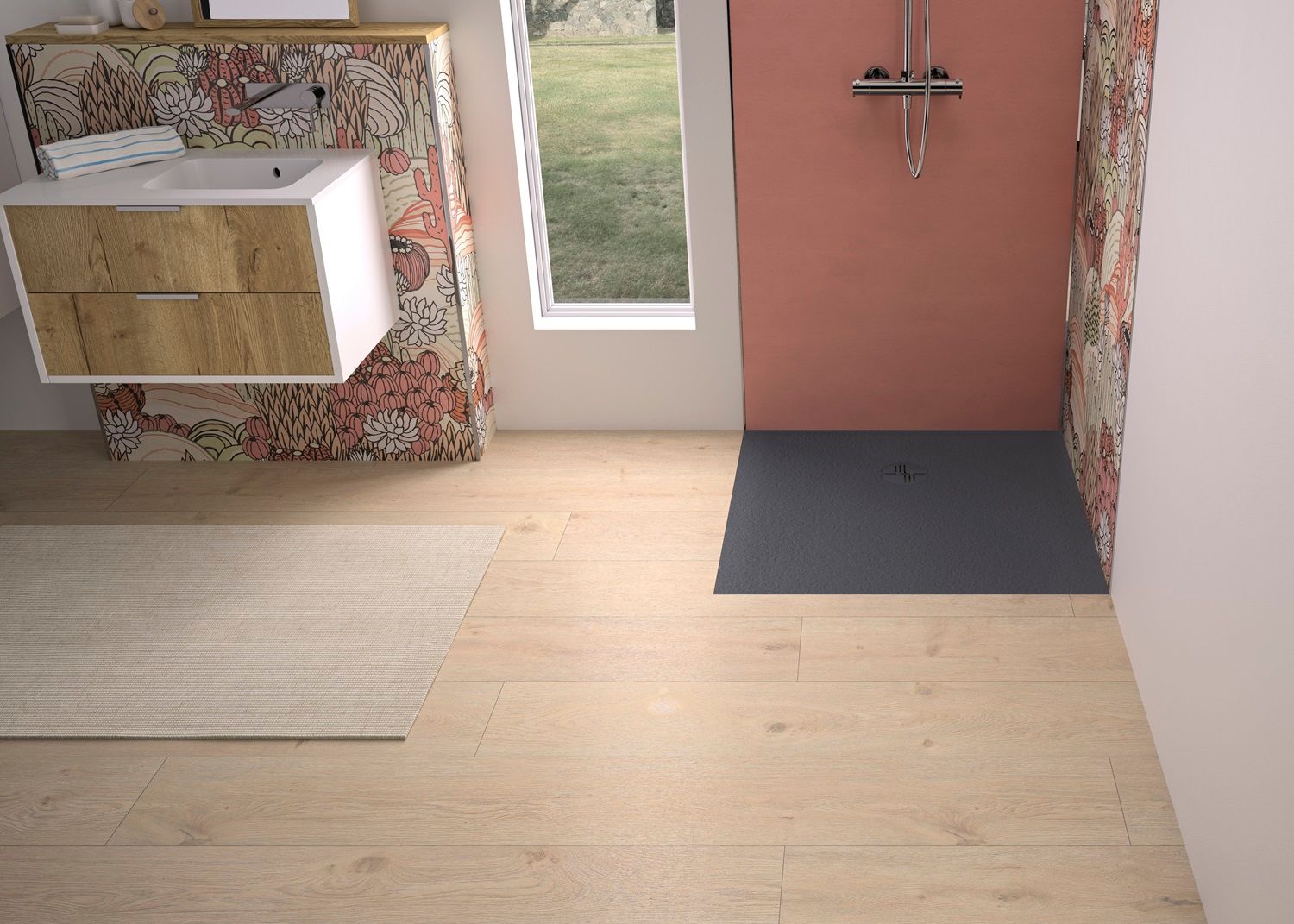 Kinedo Kinemoon Evo DW 80x80 anthrazit Mineralguss PN24 H30mm Ablauf und Rost