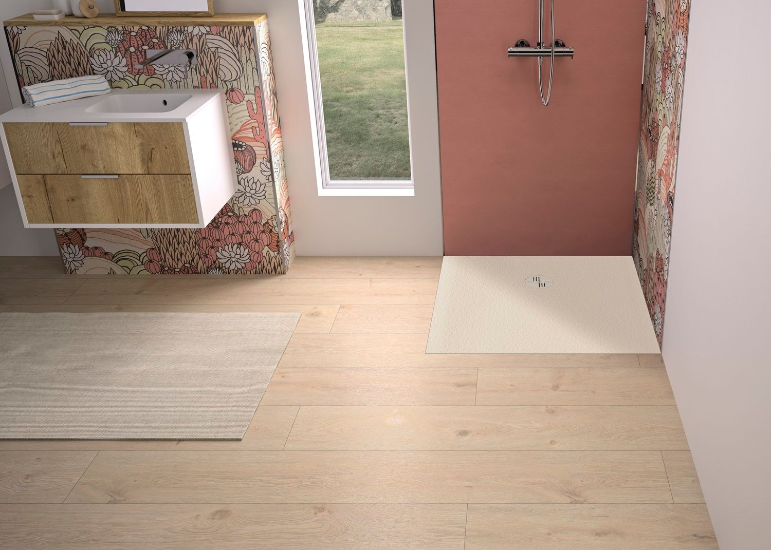 Kinedo Kinemoon Evo DW 80x80 sand Mineralguss PN24 H30mm Ablauf und Rost