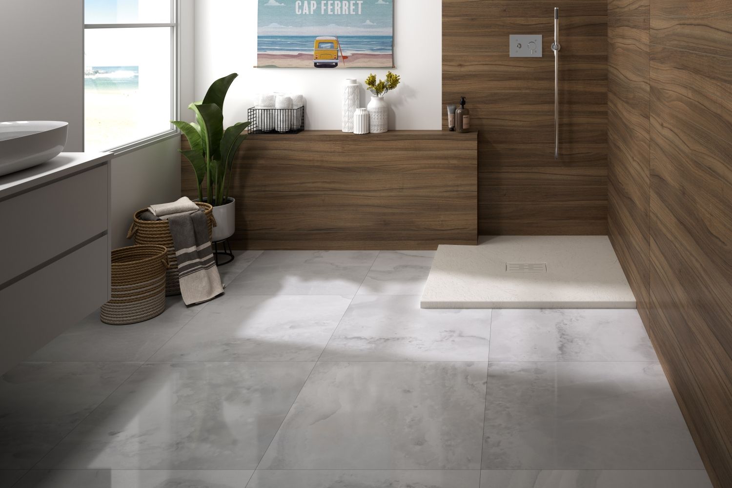 Kinedo DW Kinerock Evo 120X90 Sand H30mm RK PN24 Ablauf 90mm Biolex