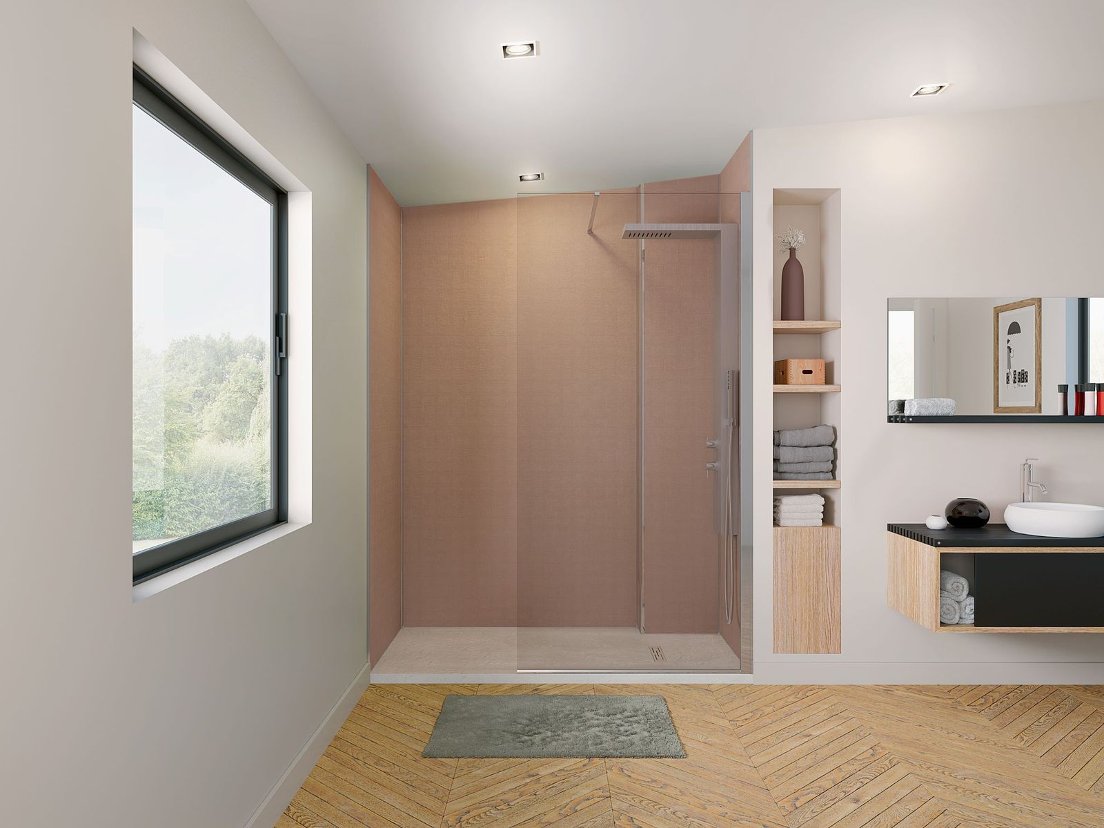 Kinedo Duo Kinewall Wandpaneel Wand 194X96 Grau/Umbra m.Montageset