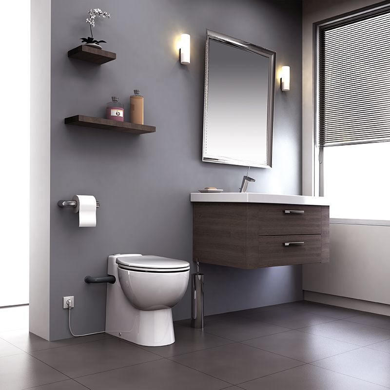 SFA Keramik-Stand-WC SaniCompact Pro weiß, mit Kleinhebeanlage
