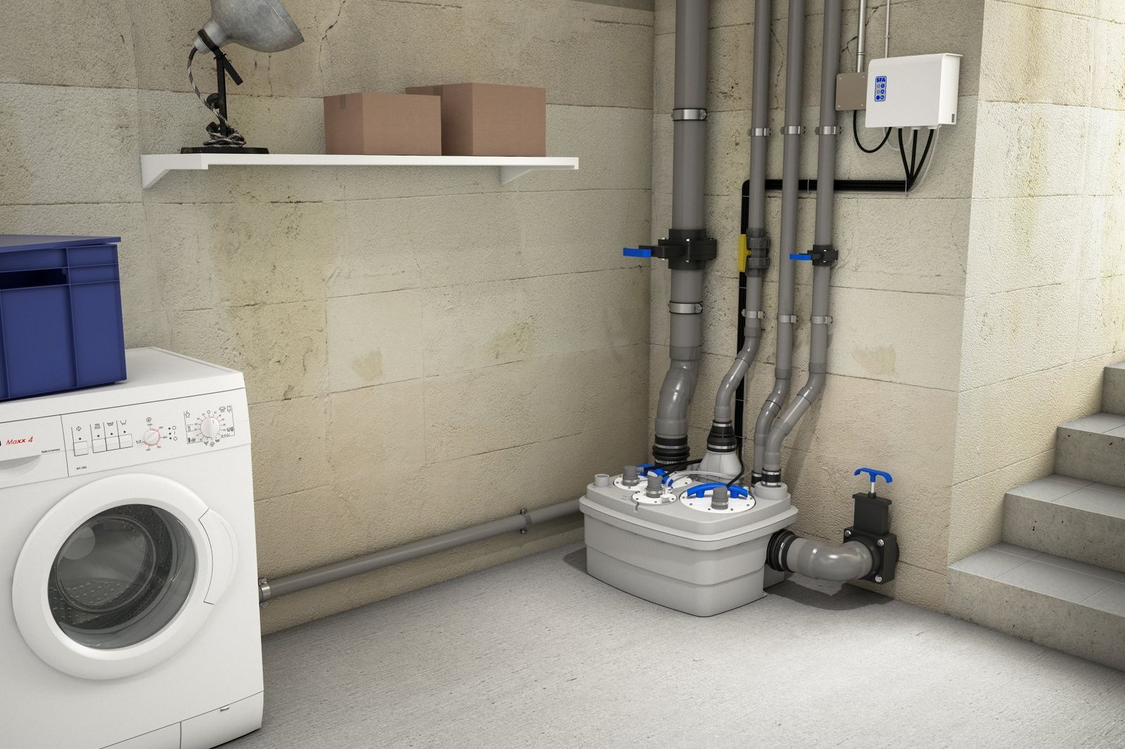 SFA Hebeanlage SaniCubic 2 Classic WP grau, Kabelalarmsystem