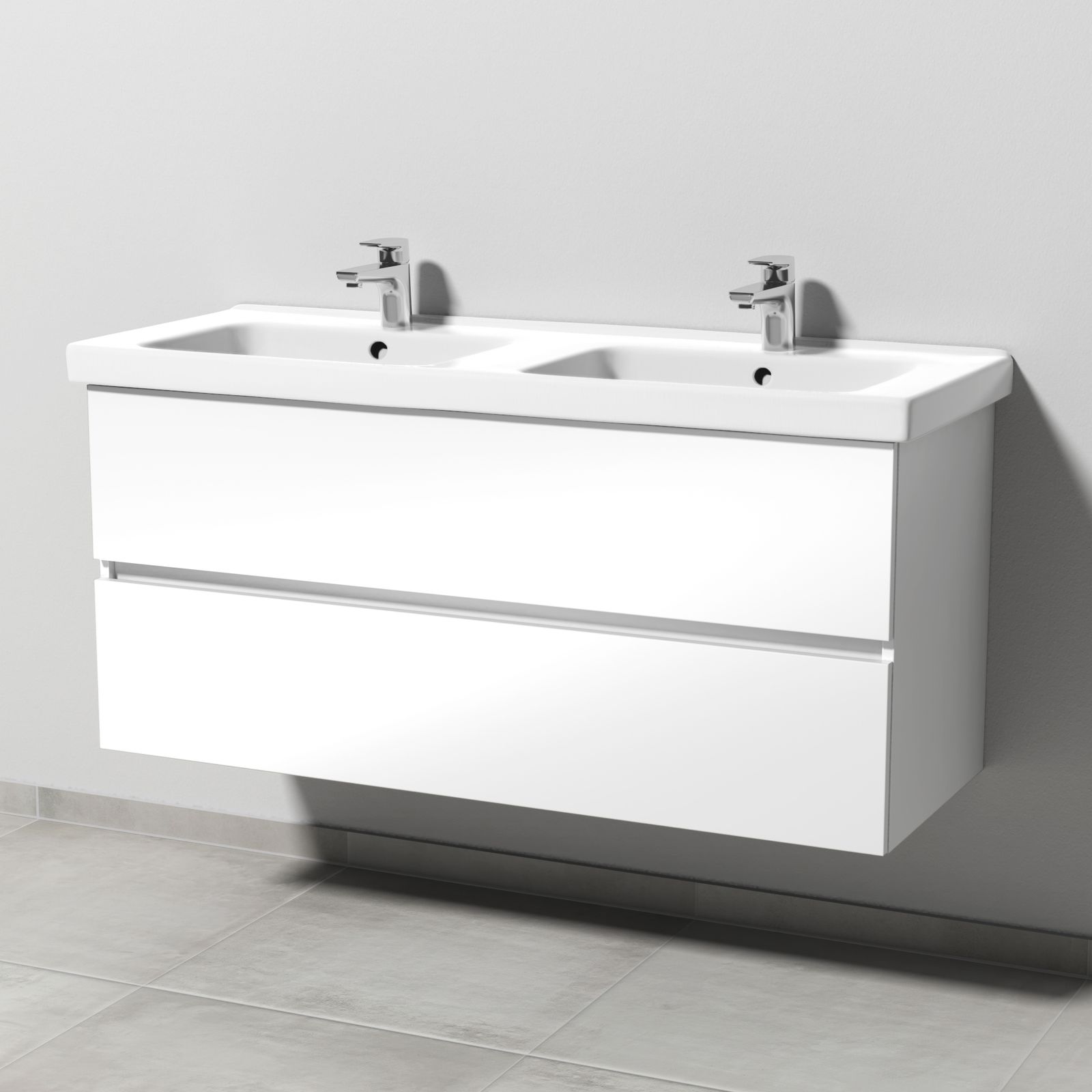 SA Waschtischunterbau mit Auszügen Solo One (PS033) 551x1210x450 Weiß-Glanz