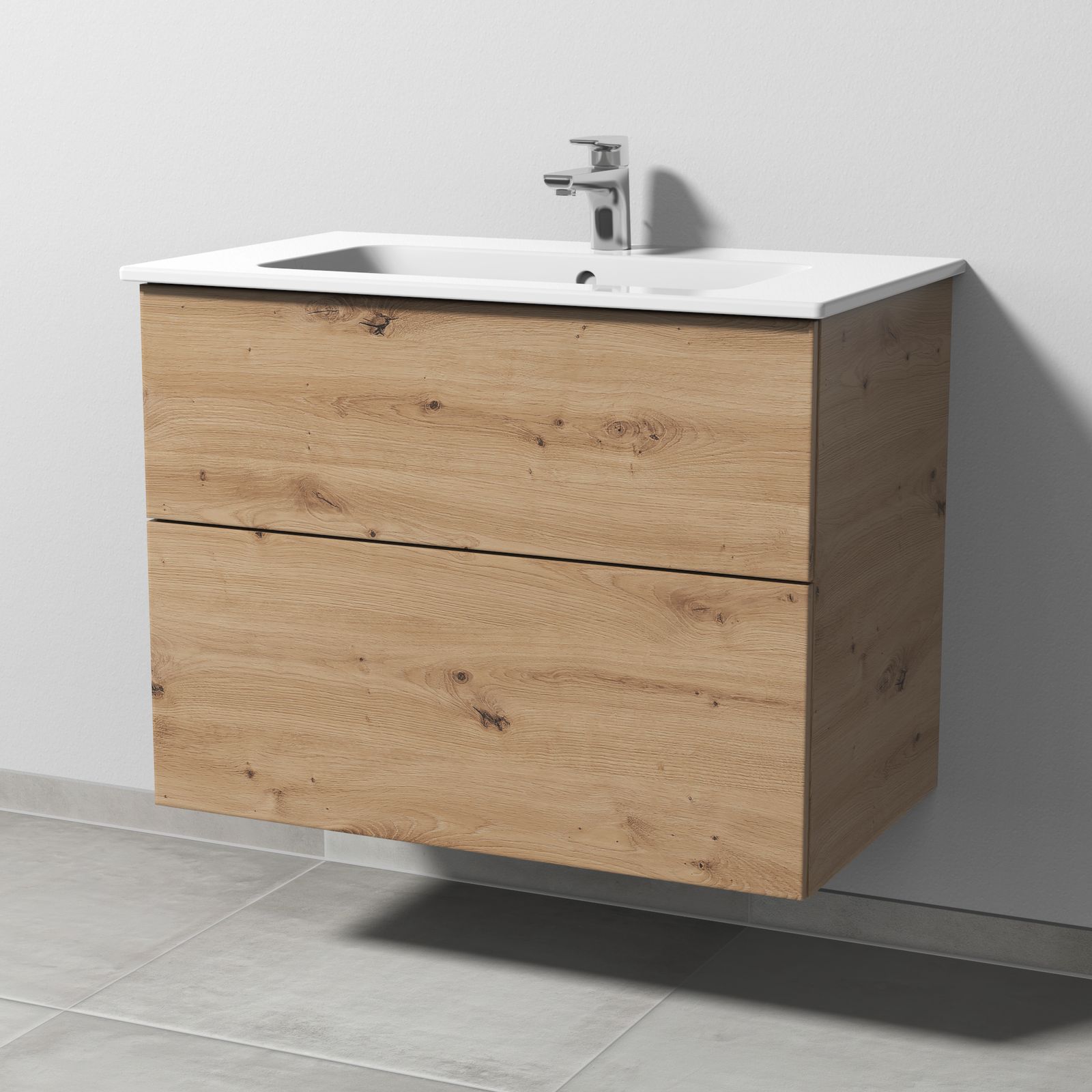 SA Waschtischunterbau mit Auszügen 3way (SM725) 613x800x467 Eiche-Natural-Touch