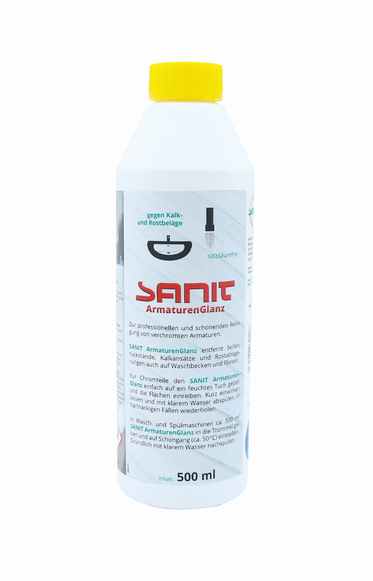 Sanit Armaturenglanz 500 ml Flasche, gegen Kalk- und Rostbeläge