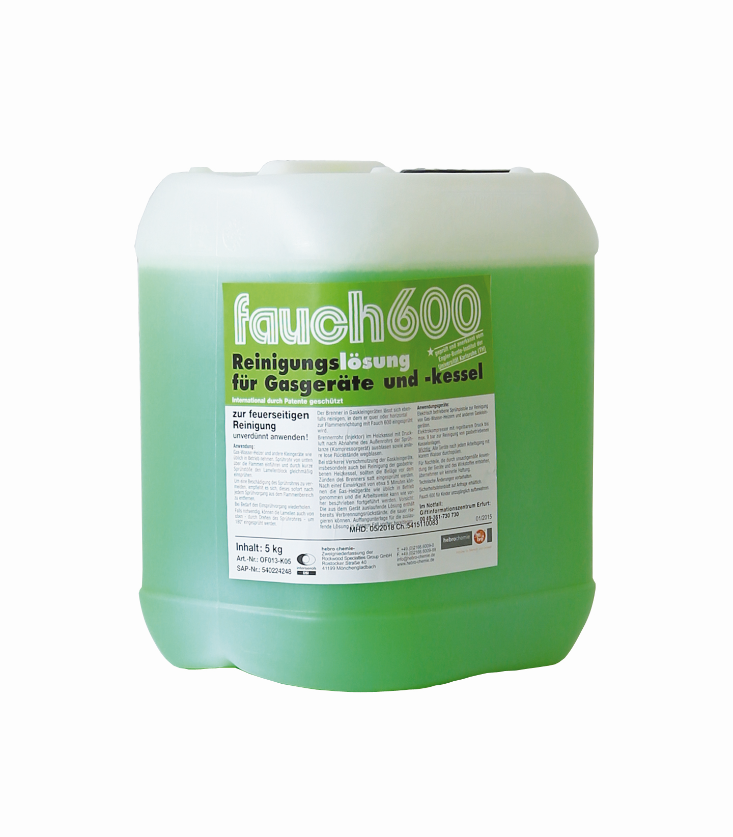 Sanit Reinigungslösung Fauch 600 5 kg Kanister, für gasbetriebene Heizsysteme