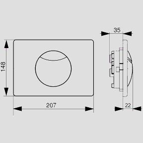 Sanit Betätigungsplatte S 703 2-Mengenspülung, mit Sicherungsschraube, Edelstahl