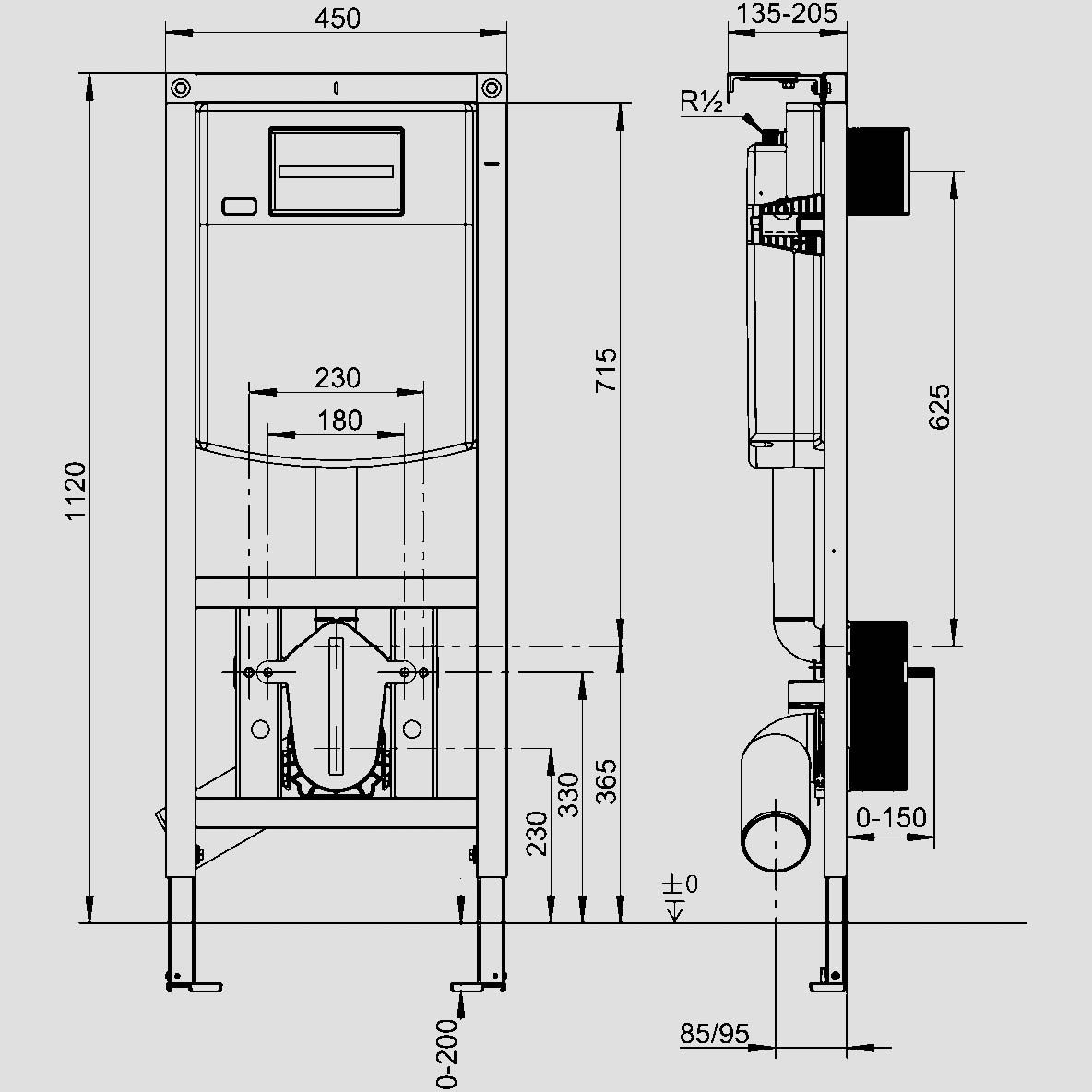 Sanit WC-Montageelement INEO PLUS 450S 1120/450 mm, mit Fresh Box Wandhalter