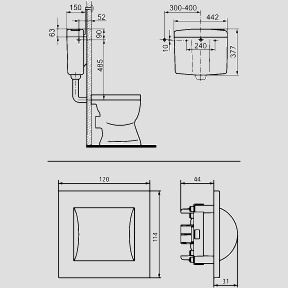 Sanit Spülkasten 926 1 V, weiß, mit WC-Handdrücker
