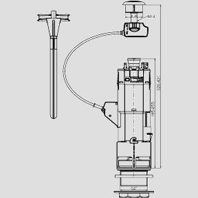 Sanit 2-Mengen-Ablaufarmatur INEO für Keramikspülkasten, mit Deckelbefestigung