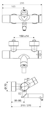 SCHELL Wand-Waschtisch-Thermostat VITUS VW-E-T 270 mm, Mischwasser, Batteriebetrieb, verchromt