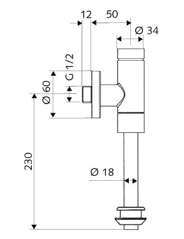 SCHELL Urinal-Druckspüler SCHELLOMAT BASIC DN 15, mit Messing-Drucktaste, verchromt