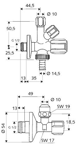 SCHELL Armaturenanschluss-Set COMFORT G 1/2 AG, mit ASAG easy, mit Rückflussverhinderer, verchromt, ohne Rohrbelüfter