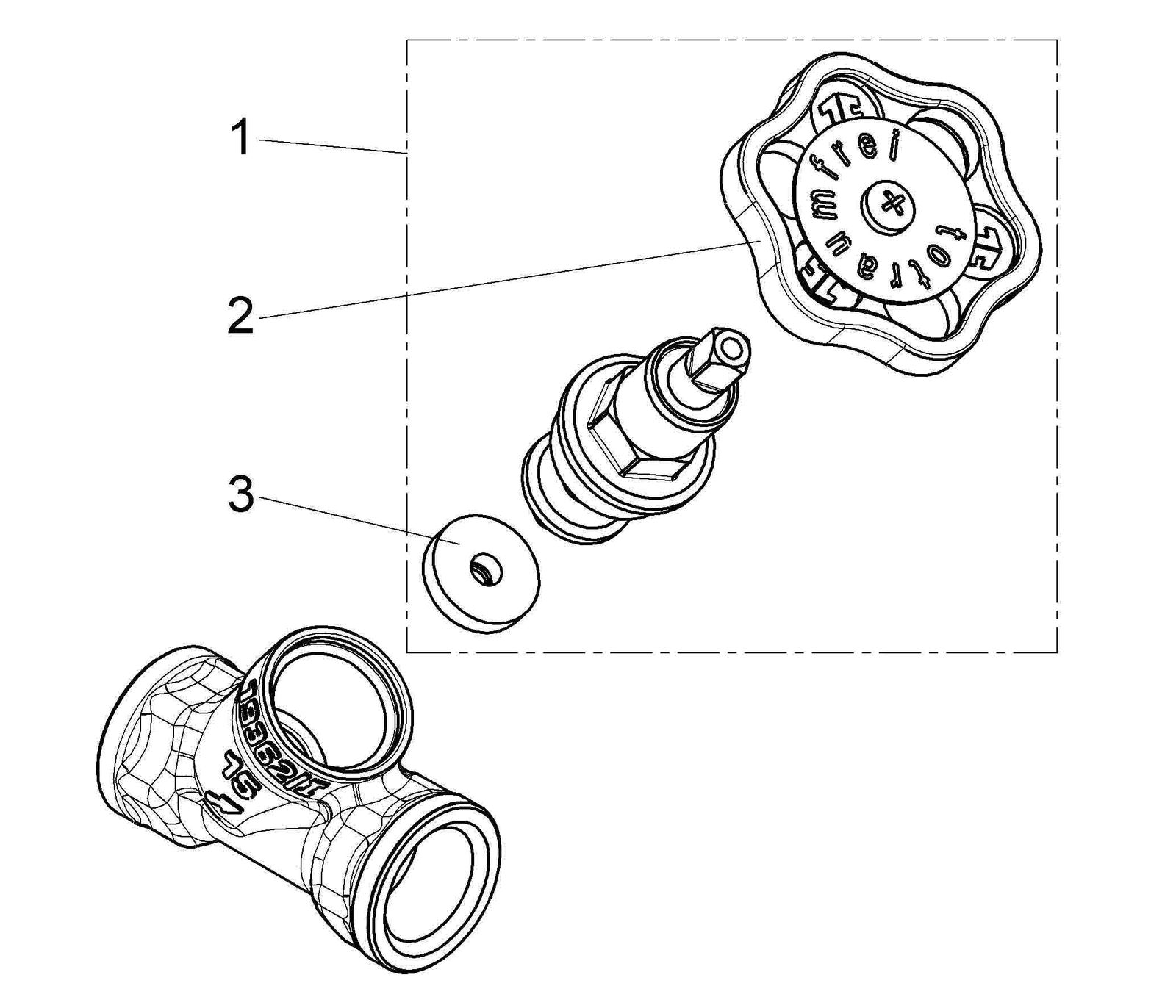 Schlösser Schrägsitzventil 1405 DN 15, Rp 1/2, ohne Entleerung, steigende Spindel