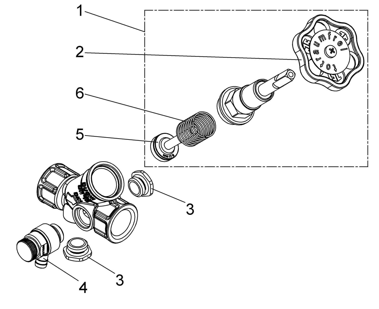 Schlösser KFR-Ventil 1620 DN 15, Rp 1/2, mit Entleerung, steigende Spindel