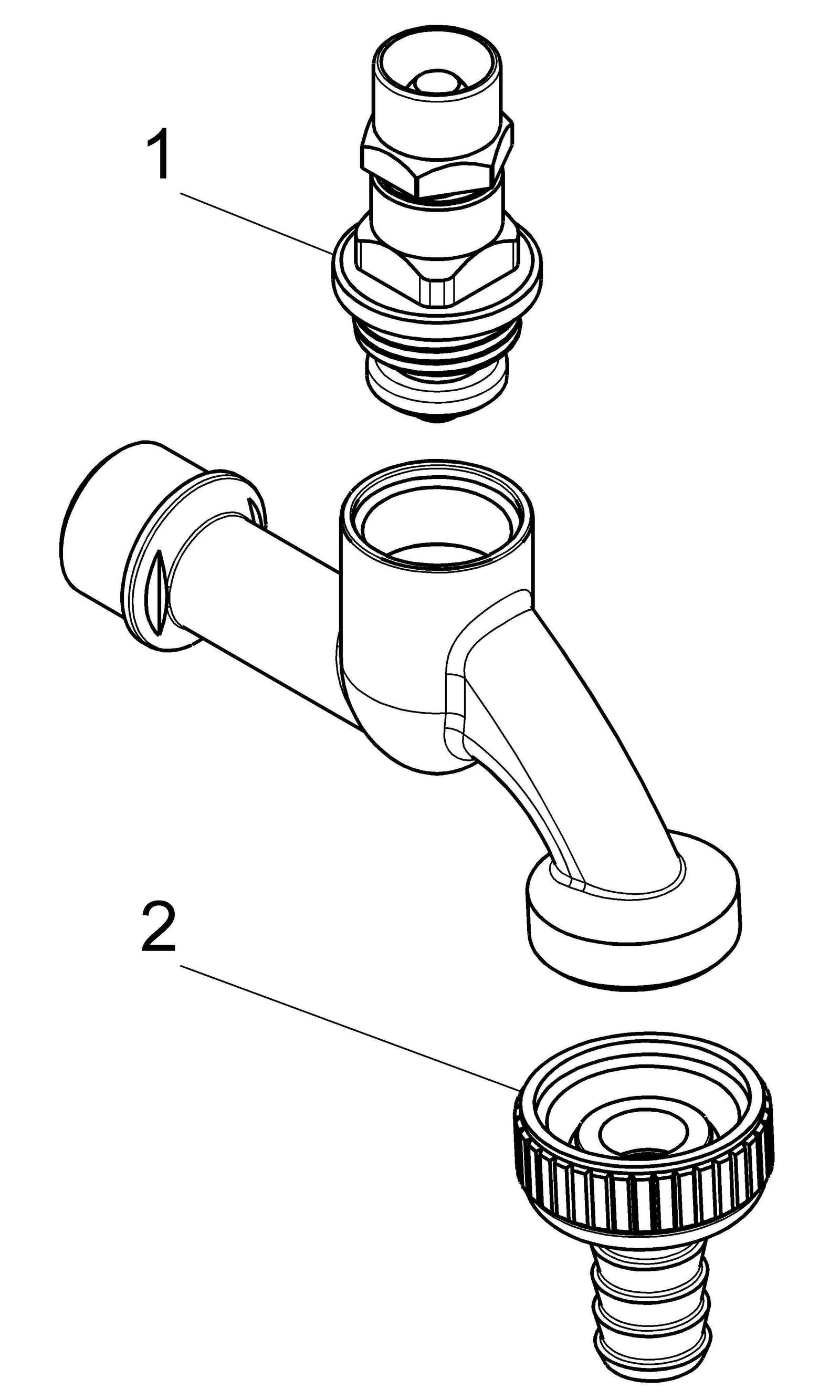 Schlösser Auslaufventil 1733 DN 15, 1/2", mit Schlauchverschraubung, Steckschlüssel-Oberteil, matt verchromt