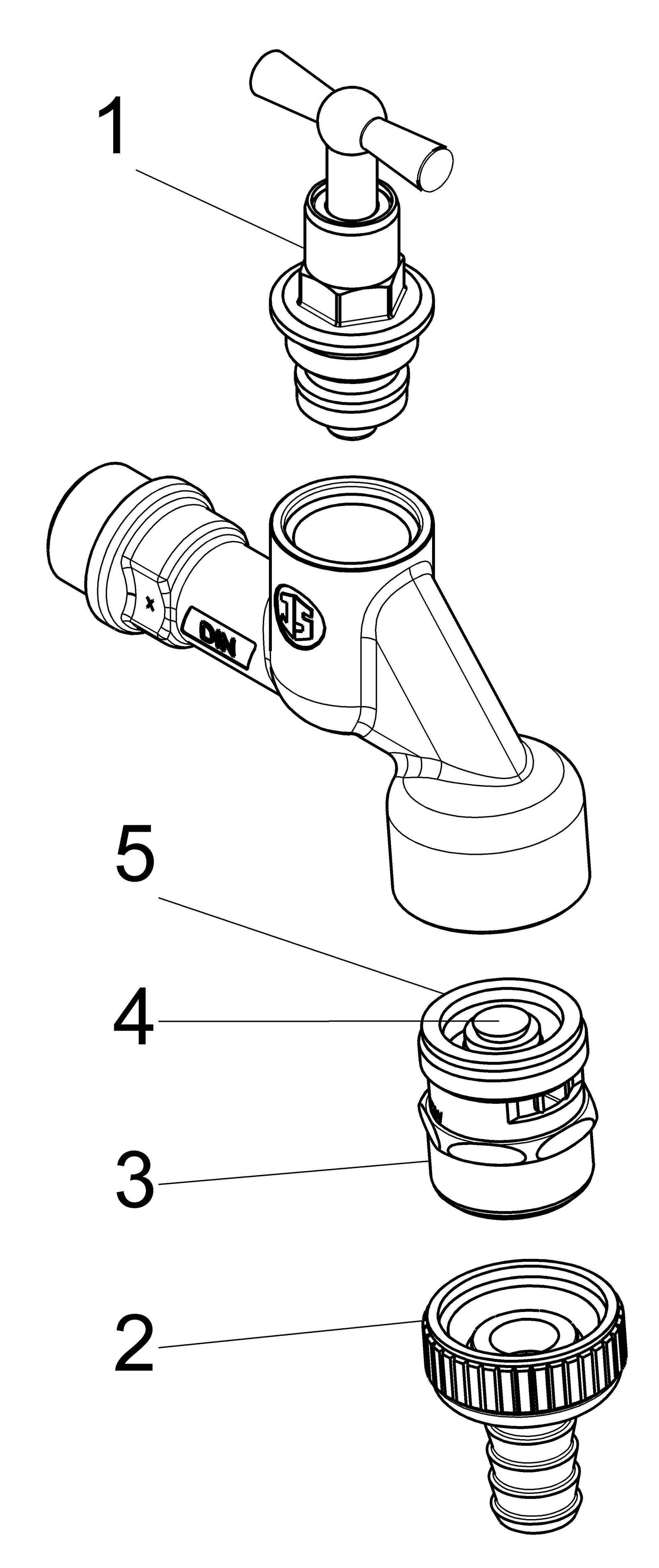 Schlösser Auslaufventil 1750 DN 15, 1/2", poliert, verchromt, mit Belüfter und Rückflussverhinderer, poliert verchromt