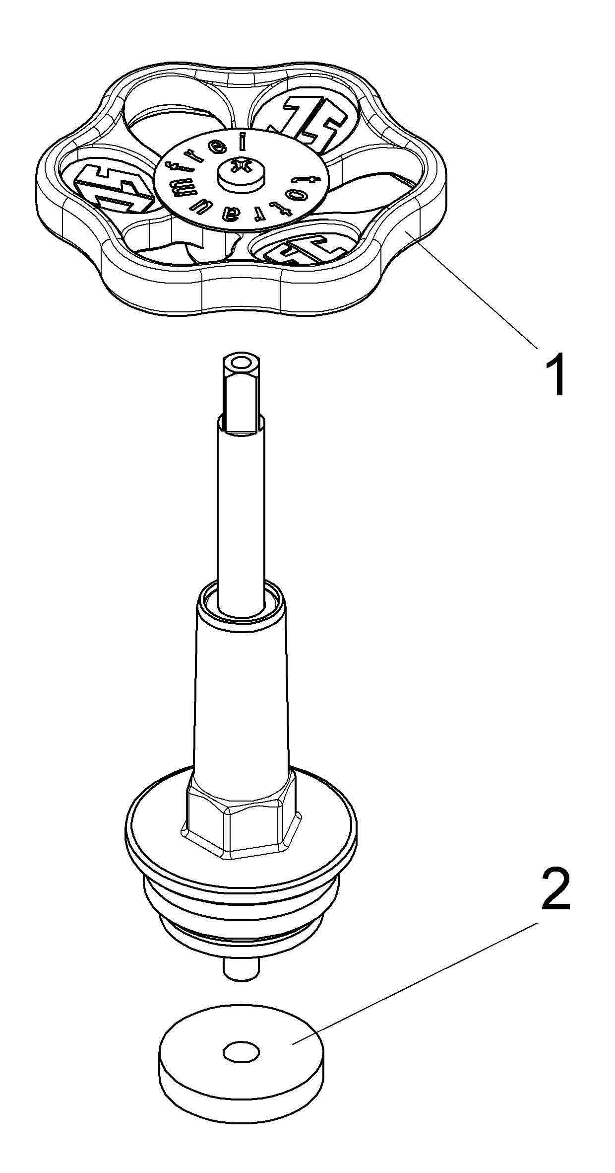 Schlösser Schrägsitzventil-Oberteil 1814 DN 20, G 3/4, Messing, steigende Spindel