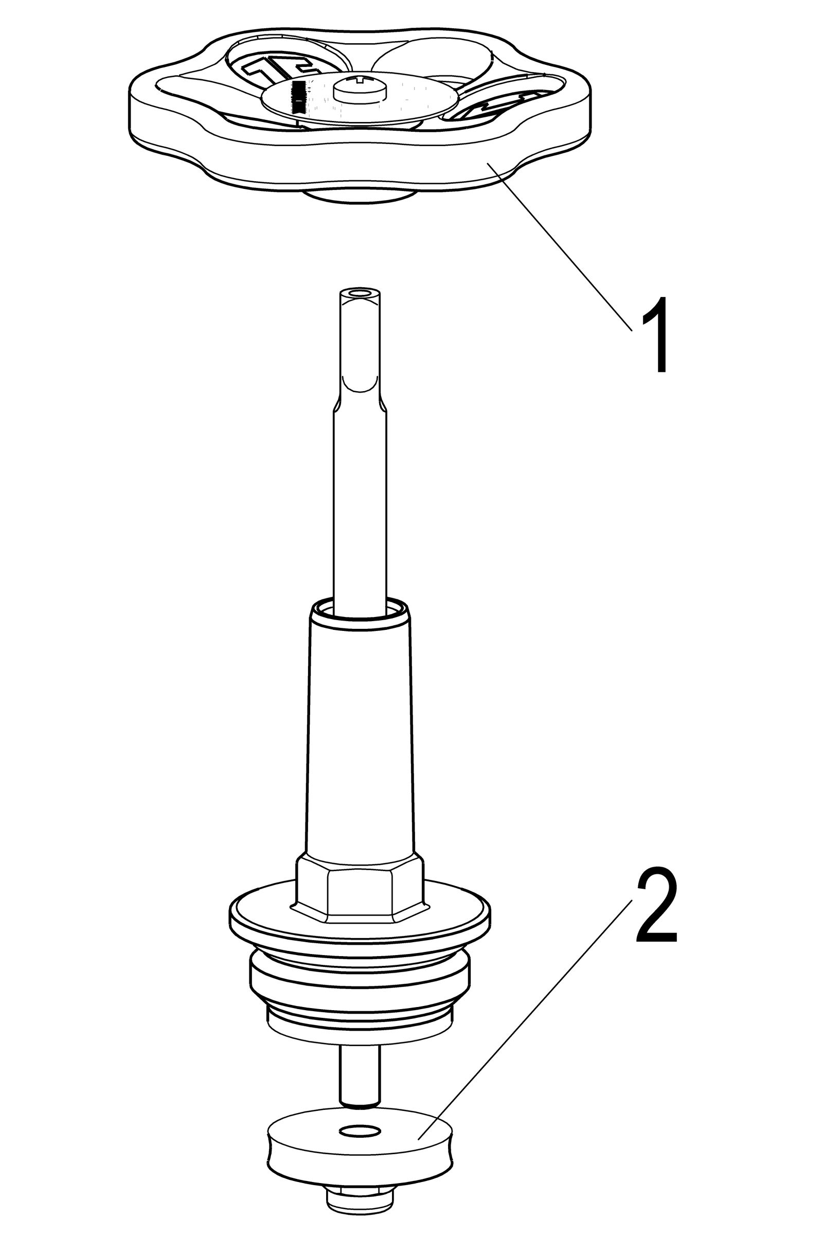Schlösser Schrägsitzventil-Oberteil 1814 DN 25, G 1, Messing, steigende Spindel