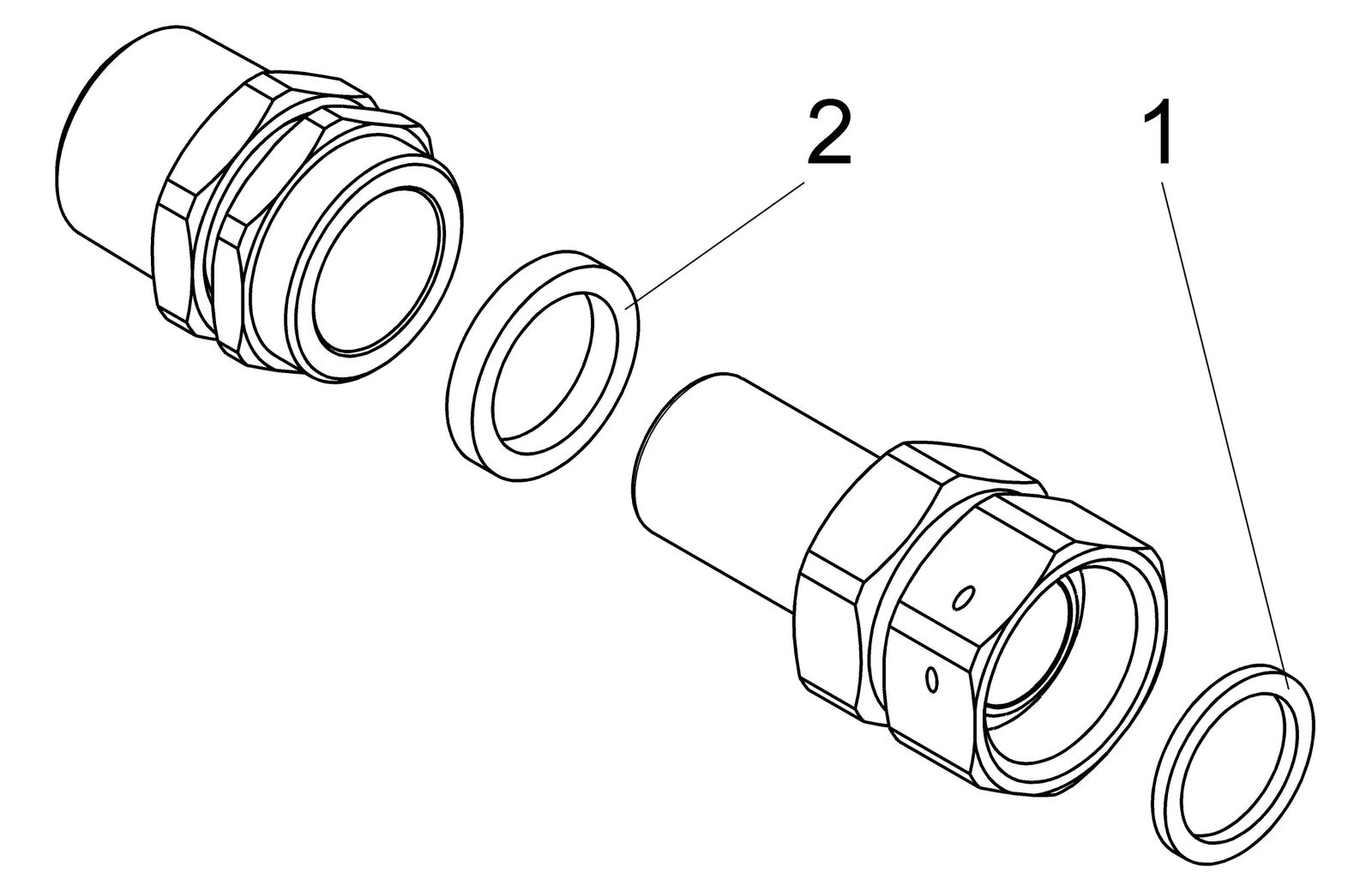 Schlösser Wasserzähler-Anschlussverschraubung 2205 1" Qn 2,5, mit Schiebestück, Messing