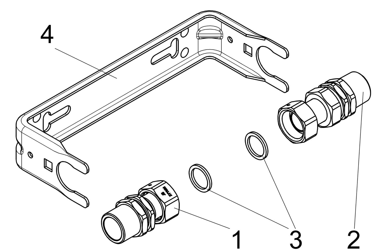 Schlösser Wasserzähler-Bügel 2250 1" Qn 2,5, starr, verzinkt, waagerecht, Verschraubungen
