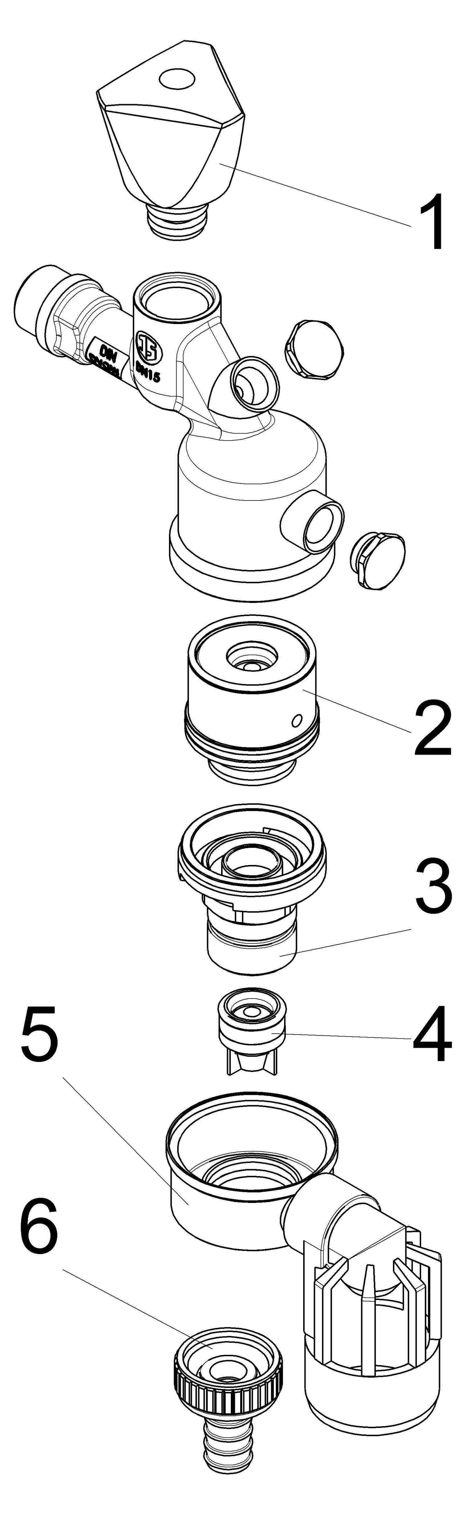 Schlösser Auslaufventil 8260 DN 15, 1/2", mit Systemtrenner, matt verchromt
