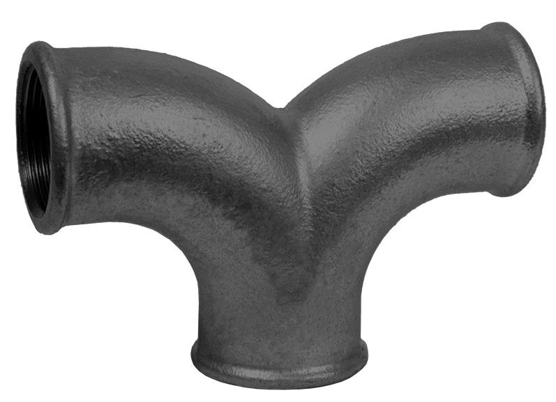HS Zweibogen-T-Stück 132 DN 32, 1 1/4", 90Grad, IG/IG/IG, egal, schwarz