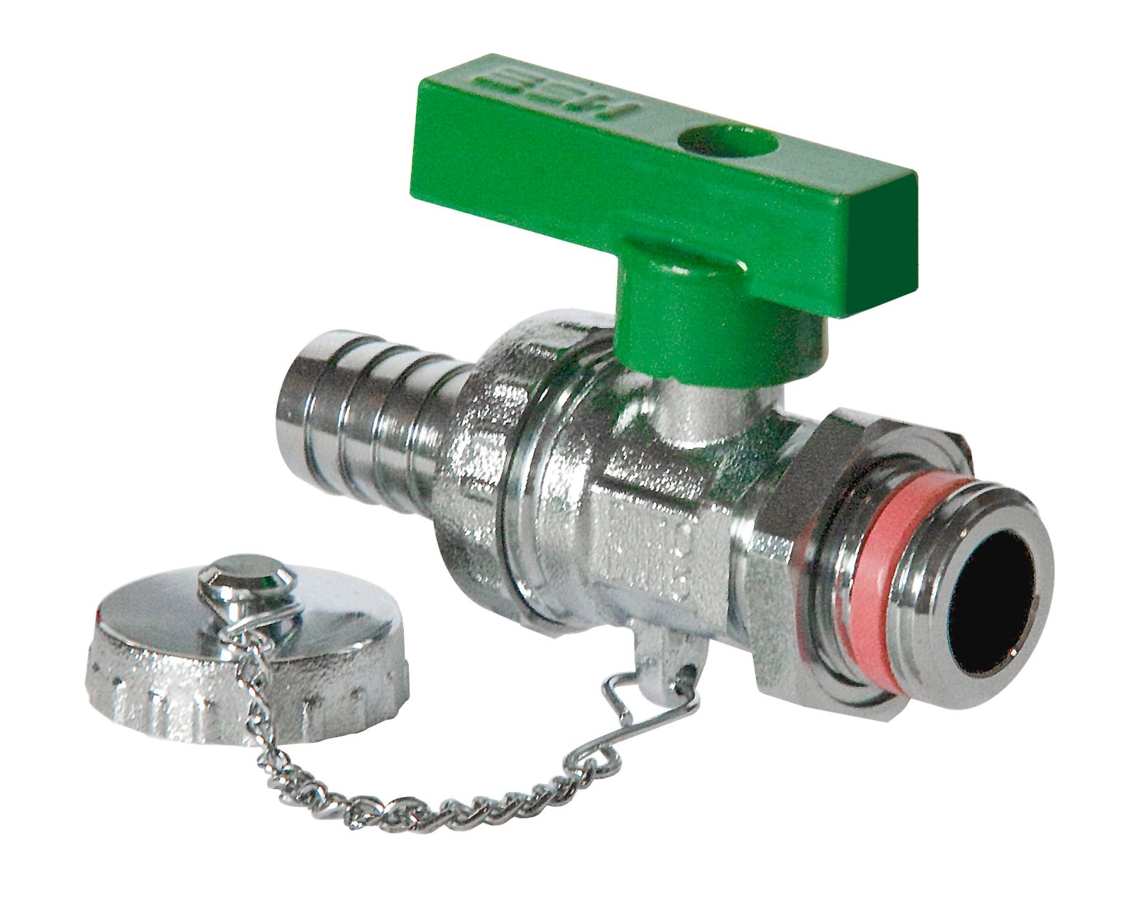 HS KFE-Kugelhahn 1407 1/2", Messing, grüner Flügelgriff, DIN-DVGW, matt verchromt