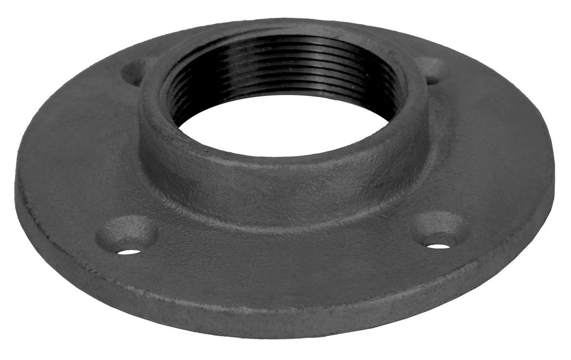 HS Gewindeflansch 321 DN 15, 1/2", mit Bohrung, schwarz