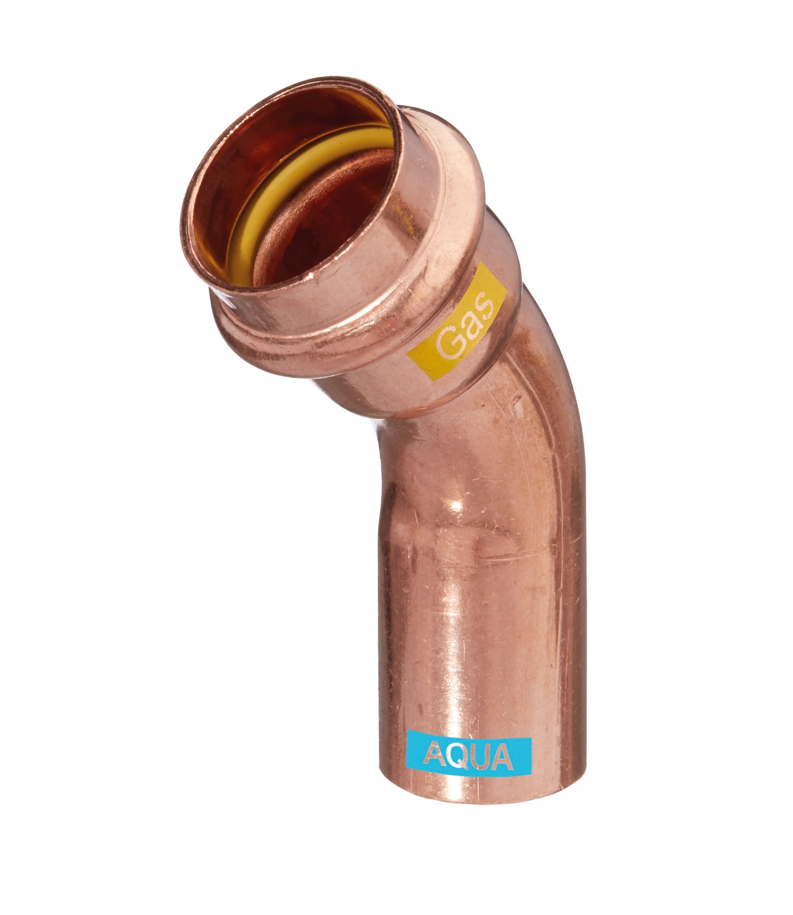 HS Bogen V-Press Copper AQUAGAS 22 x 22 mm, 45Grad, I/A