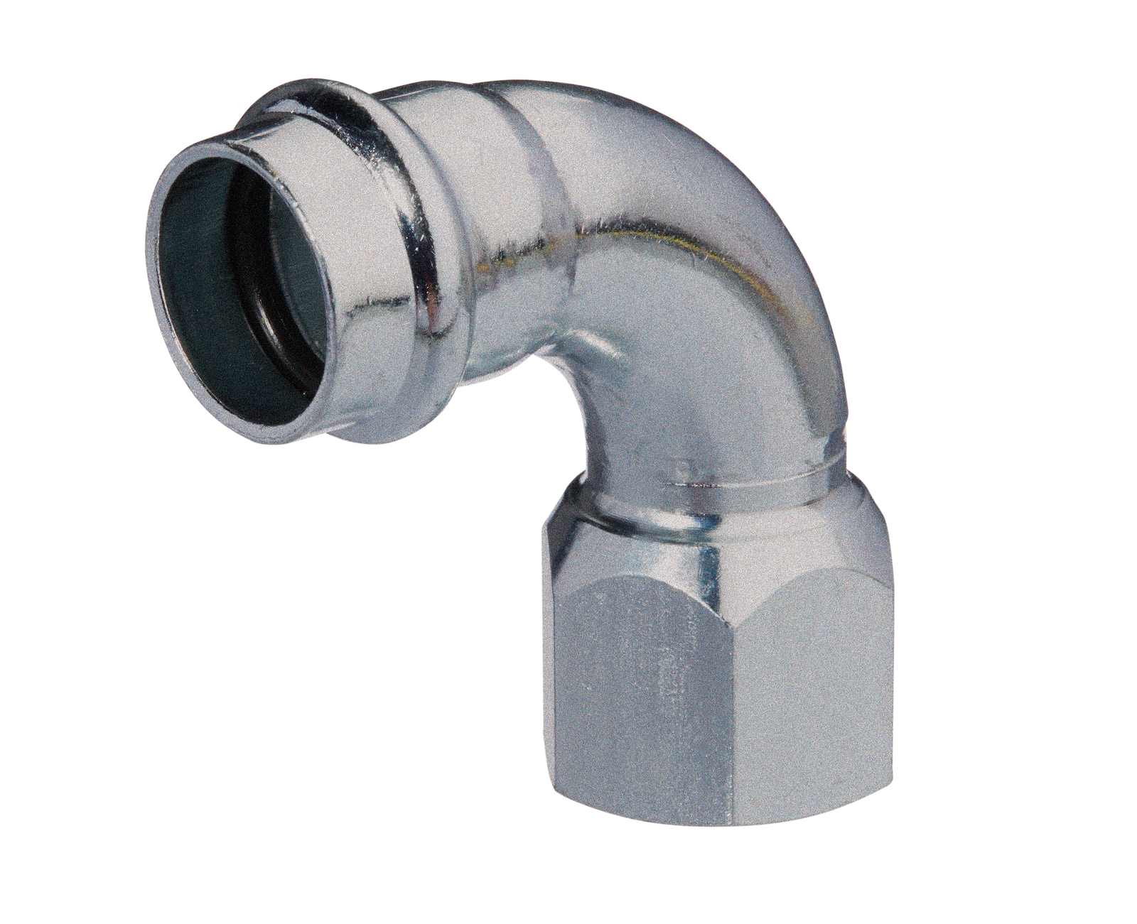 HS Bogen Press Inox V 15 mm x 1/2", 90Grad, IG, Edelstahl