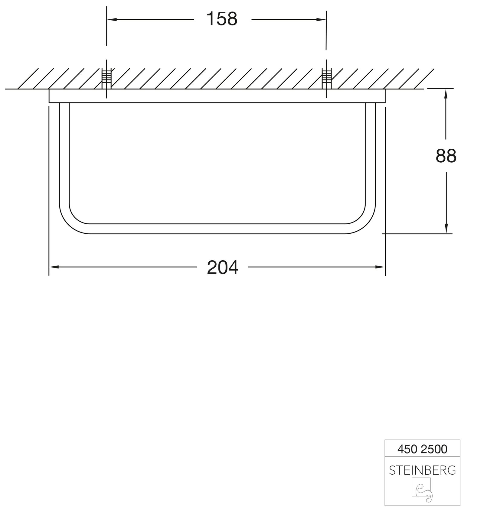 Steinberg Handtuchhalter Serie 450 158x88mm, Messing, chrom