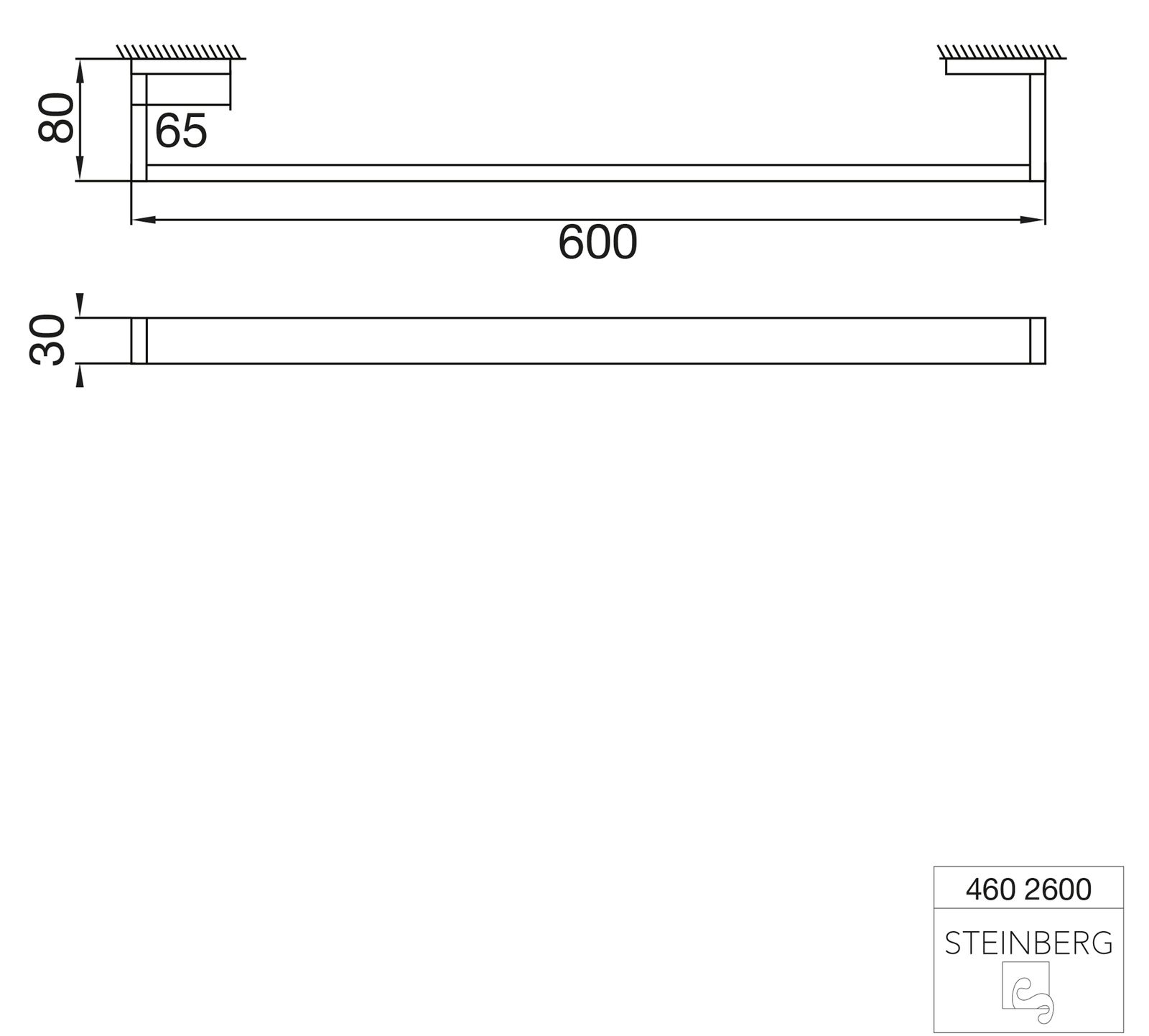 Steinberg Badetuchhalter Serie 460 600 mm, chrom, Messing