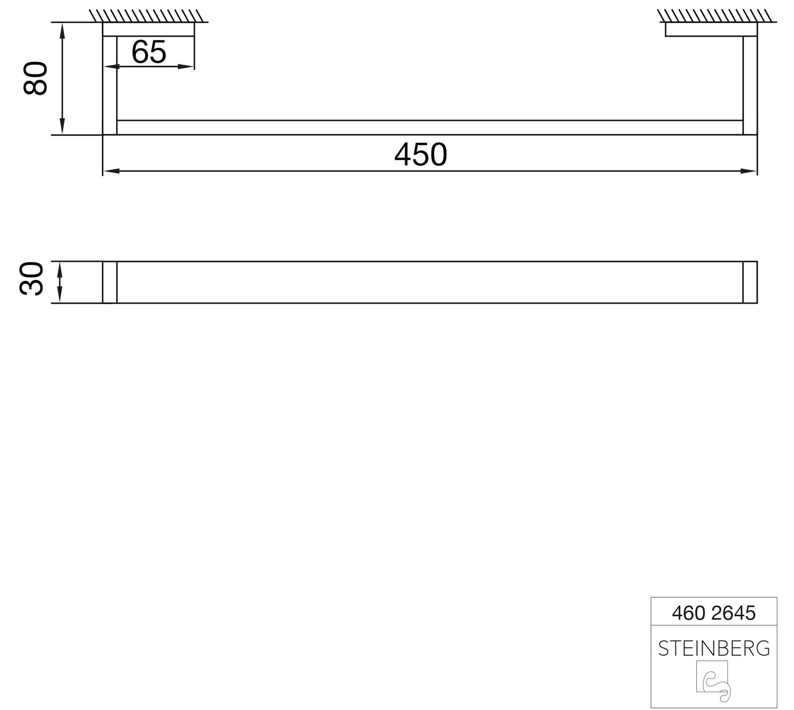 Steinberg Badetuchhalter Serie 460 450 mm, chrom, Messing