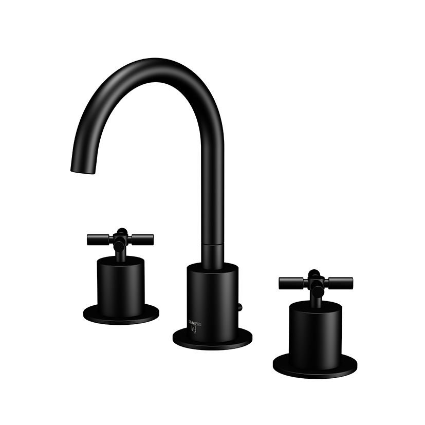 Steinberg Waschtisch-3-Loch-Armatur Serie 250 Ausladung 150mm, mit Ablaufgarnitur 1 1/4", Matt Black