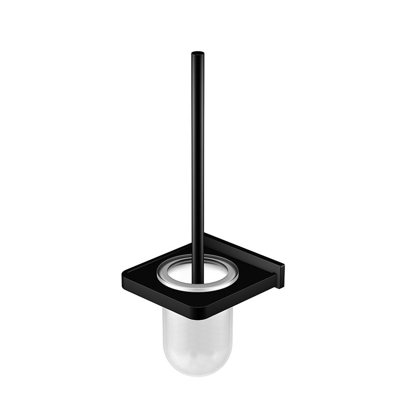 Steinberg Toiletten-Bürstengarnitur Serie 450 mit Glas satiniert, Messing, Matt Black