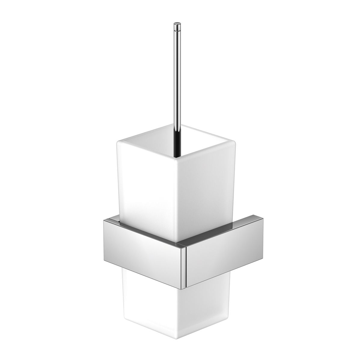 Steinberg Toilettenbürstengarnitur Serie 460 Glas weiß satiniert, chrom, Messing