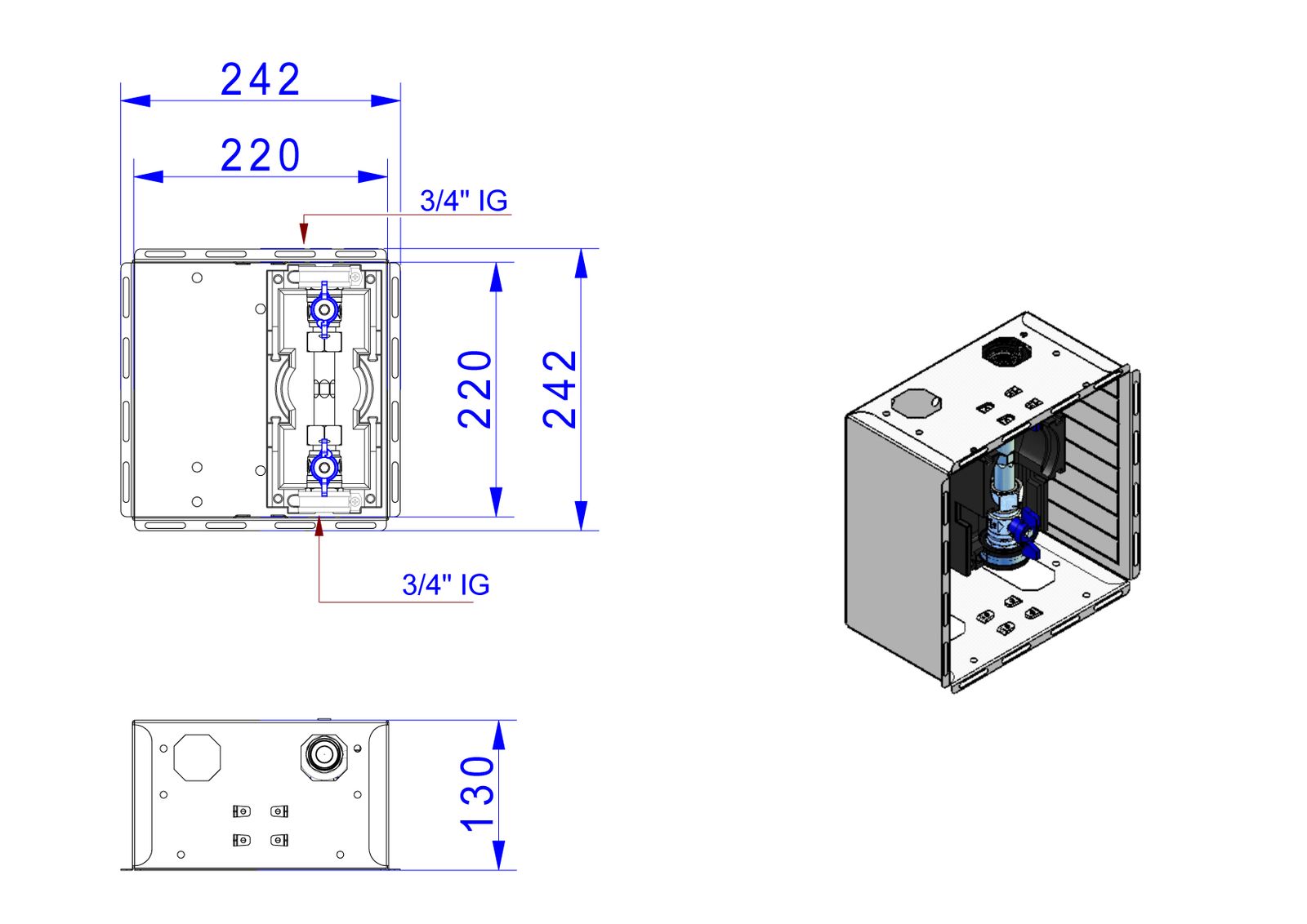 Strawa Wasserzarge W1-D, mit EPP-Wärmedämmung, Tiefe 130mm