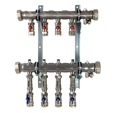 Strawa Industrie-/Soleverteiler e-class 38-KLV 25 10 Heizkreise, Baulänge 935 mm, Anschluss horizontal