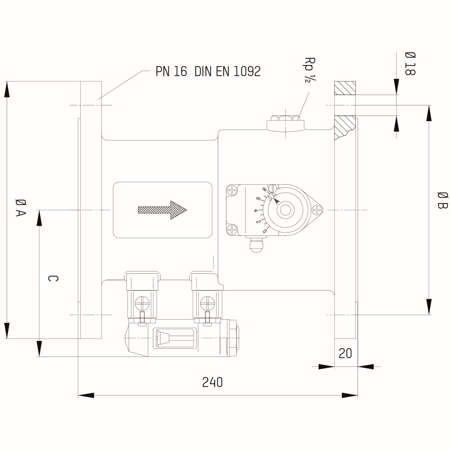 TACONOVA Abgleichventil SETTER Bypass FL DN 65, 60-325 l/min., DIN/PN 16, Grauguss