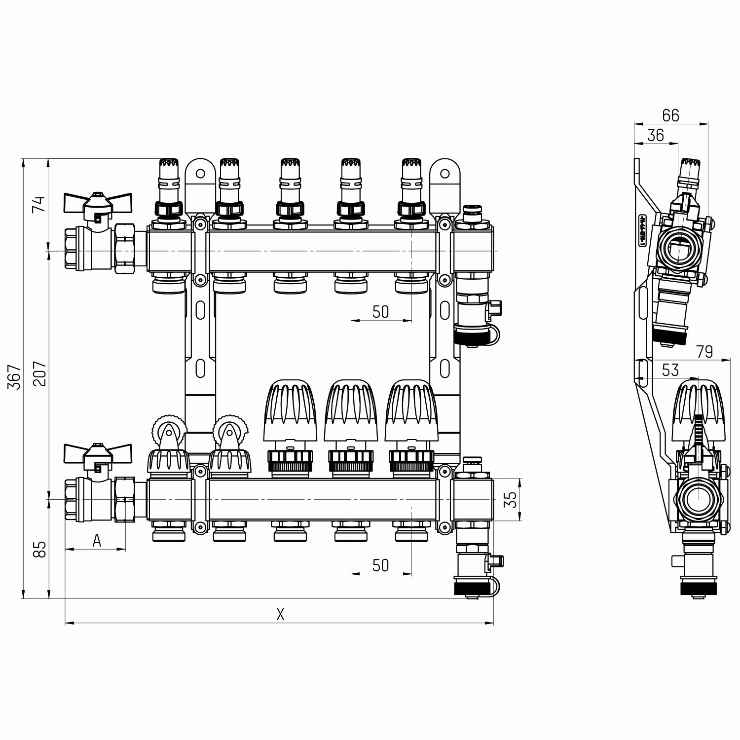 TACONOVA Verteilersystem-Verschraubungen 3/4" IG x 16 mm, für 16 x 2 mm, 2 Stück