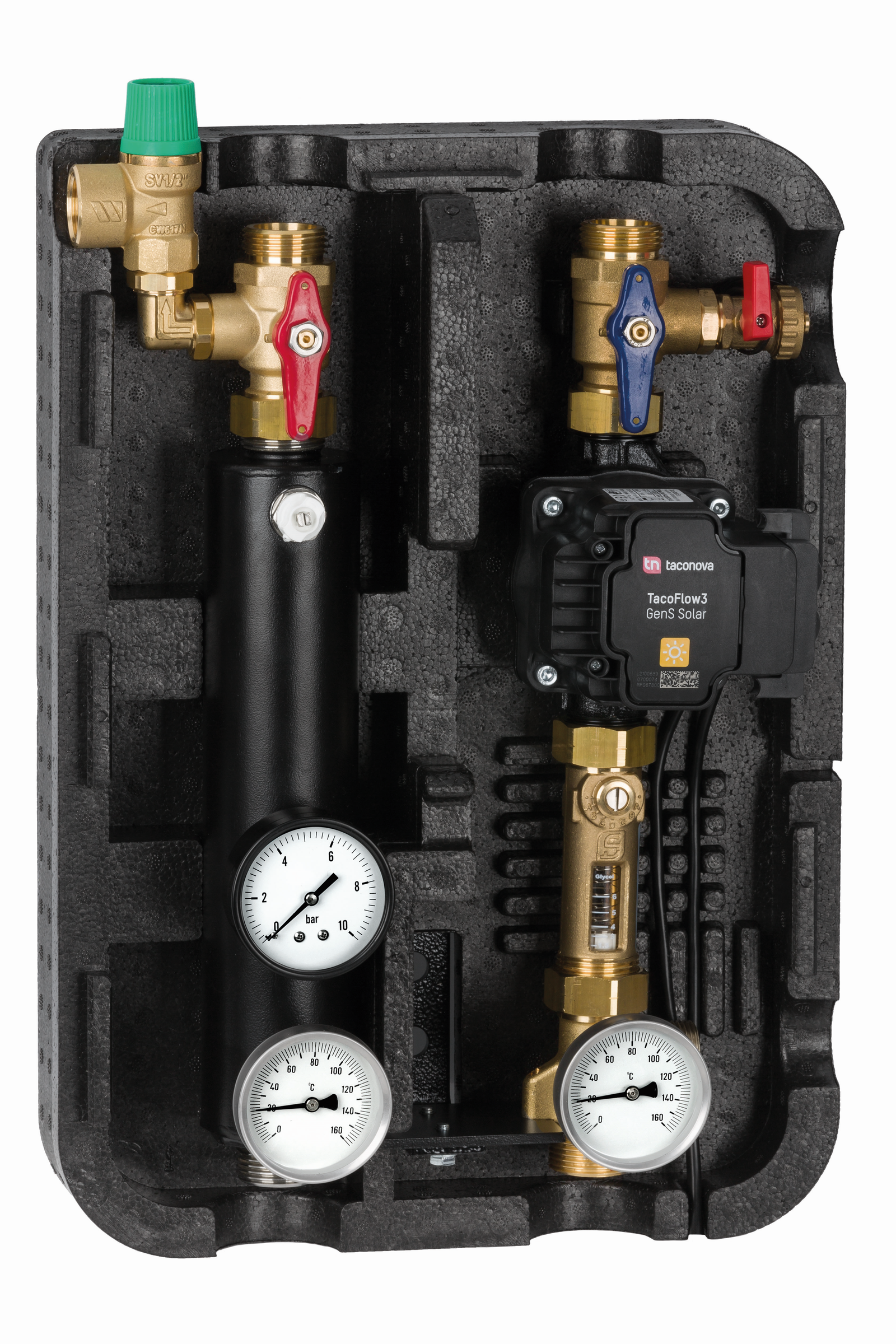 Taconova Zweistrang Solarstation ohne Pumpe / mit Setter 4-16 l/min