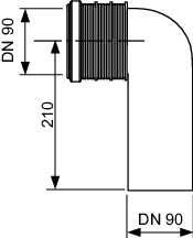 TECE WC-Anschlussbogen TECEprofil 90Grad, DN 90/90, PE-HD