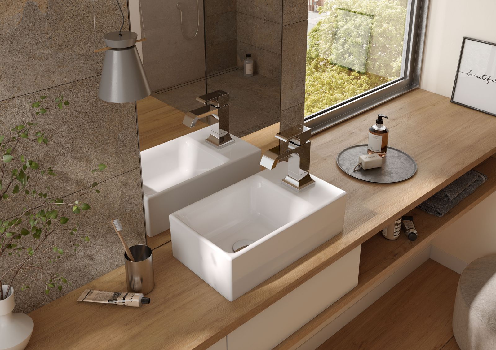 TOTO Aufsatzwaschtisch CS 40x23x15,2cm, mit Hahnloch, eckig, weiß, mit Hahnloch