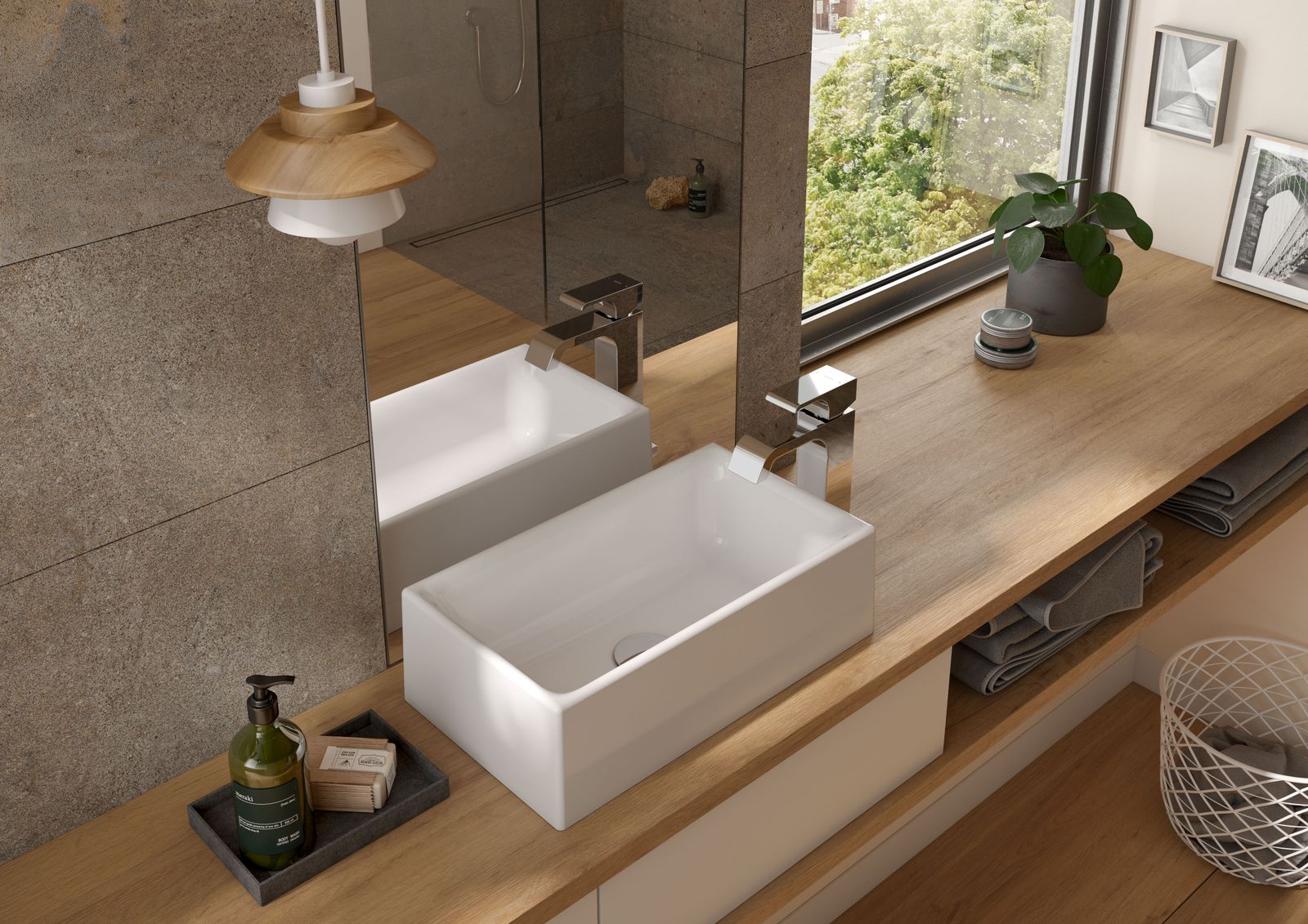 TOTO Aufsatzwaschtisch CS 40x23x15,2cm, mit Hahnloch, eckig, weiß, ohne Hahnloch