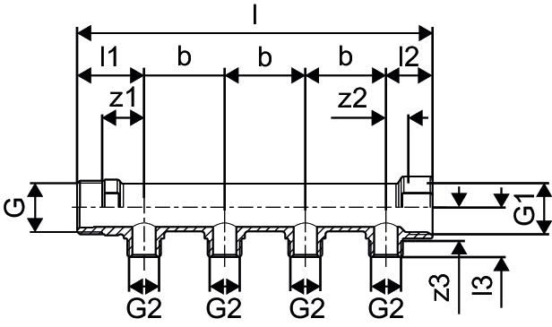 Uponor Verteiler S 3-fach, Messing verzinnt