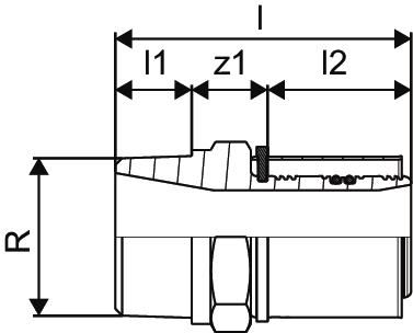 Uponor Press-Übergangsnippel S-Press 63 mm x R 2 MT, Messing verzinnt
