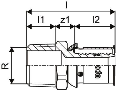 Uponor Übergangsnippel S-Press PLUS 16 x R 1/2